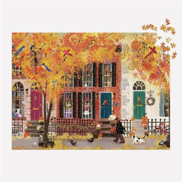 Galison Autumn in The Neighborhood 1000 Piece Puzzle from Galison - 27" x 20" - Picture 5 of 7